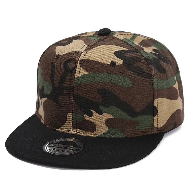 Aangepast Logo Solid Color Hat Camo lichtplaat plat langs honkbal cap mannen en vrouwen zomer hiphop skateboard snapback caps
